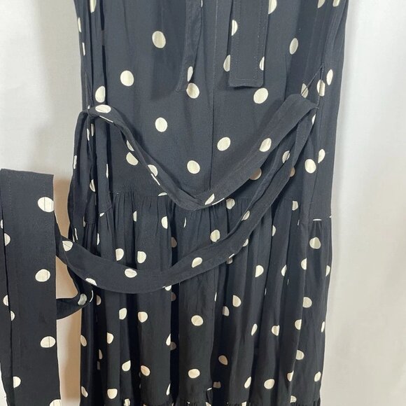 J.CREW Women's Drapey Tiered Dress Black Polka Dot - Picture 4 of 9